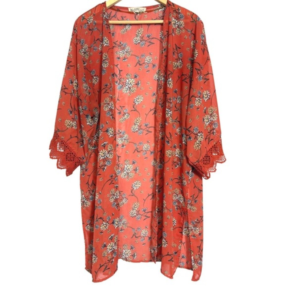 Wallflower Kimono Coverup Swim Robe Womens XXL Garden Floral Sheer Resort Beach